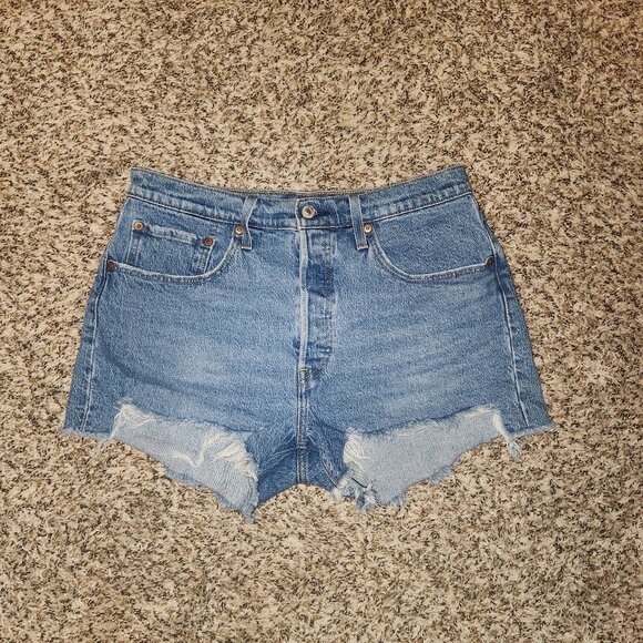 Levi's Pants - Levi’s 501 Medium Wash Mid-Rise Distressed Cut-Off Denim Shorts W30